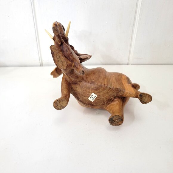 Mother and Baby Elephant Wood Sculpture Handmade in Kenya - Picture 5 of 7